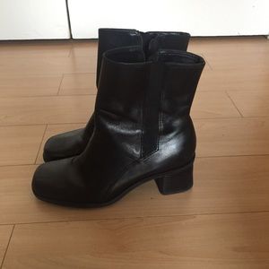 Vintage Square Toe Black Leather Chelsea Boots